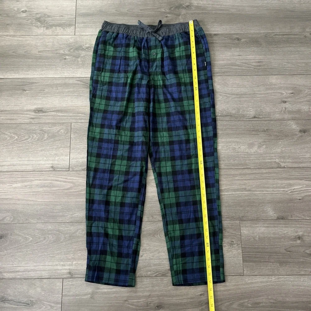 Eddie Bauer Mens M Lounge Pants Blue Green Plaid Drawstring
